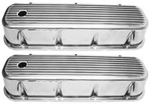 Valve Covers, Tall 4" Aluminum, 1965-88 BB Chevrolet, Baffled, Finned